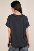 Cherish Me Ribbed Top - Charcoal