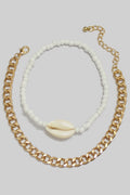 Coastal Queen Shell Anklet - Gold/White