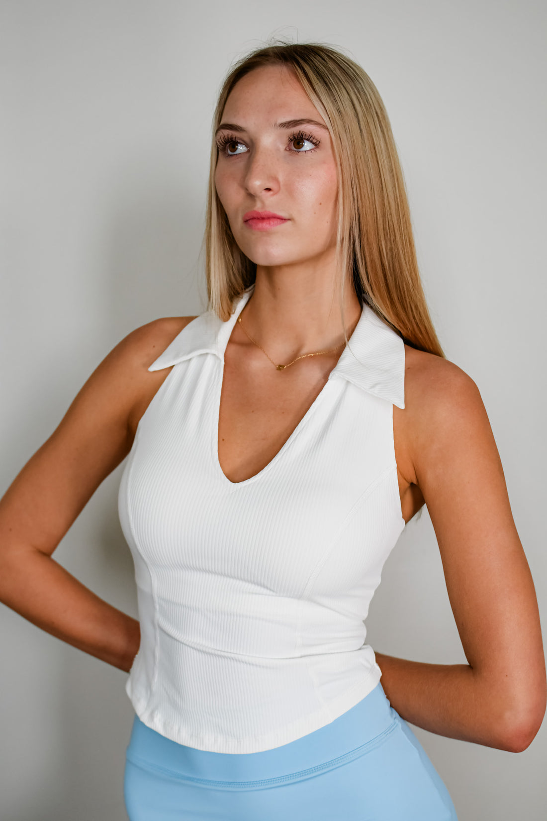 TooLooLah Ace Collar Tank - White