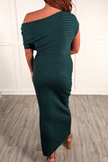 Errands To Run Ribbed Midi Dress -Dark Green