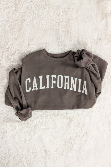 Oversized California Graphic Sweatshirt- Dark Brown