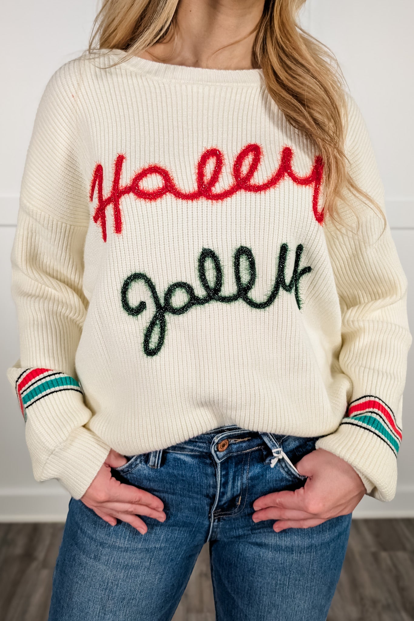 Holly Jolly Tinsel Sweater - Ivory