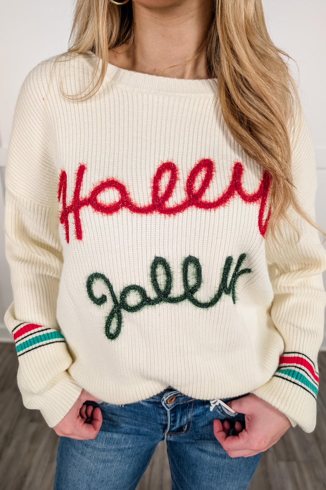 Holly Jolly Tinsel Sweater - Ivory