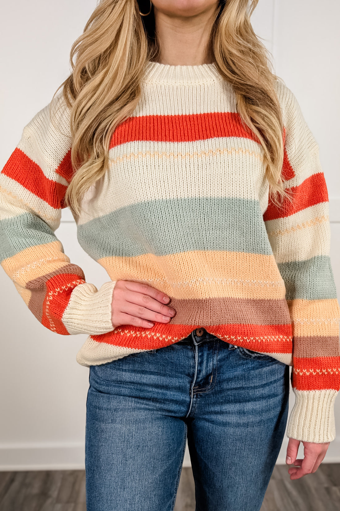 Seeing Stripes Color Block Sweater - Off White