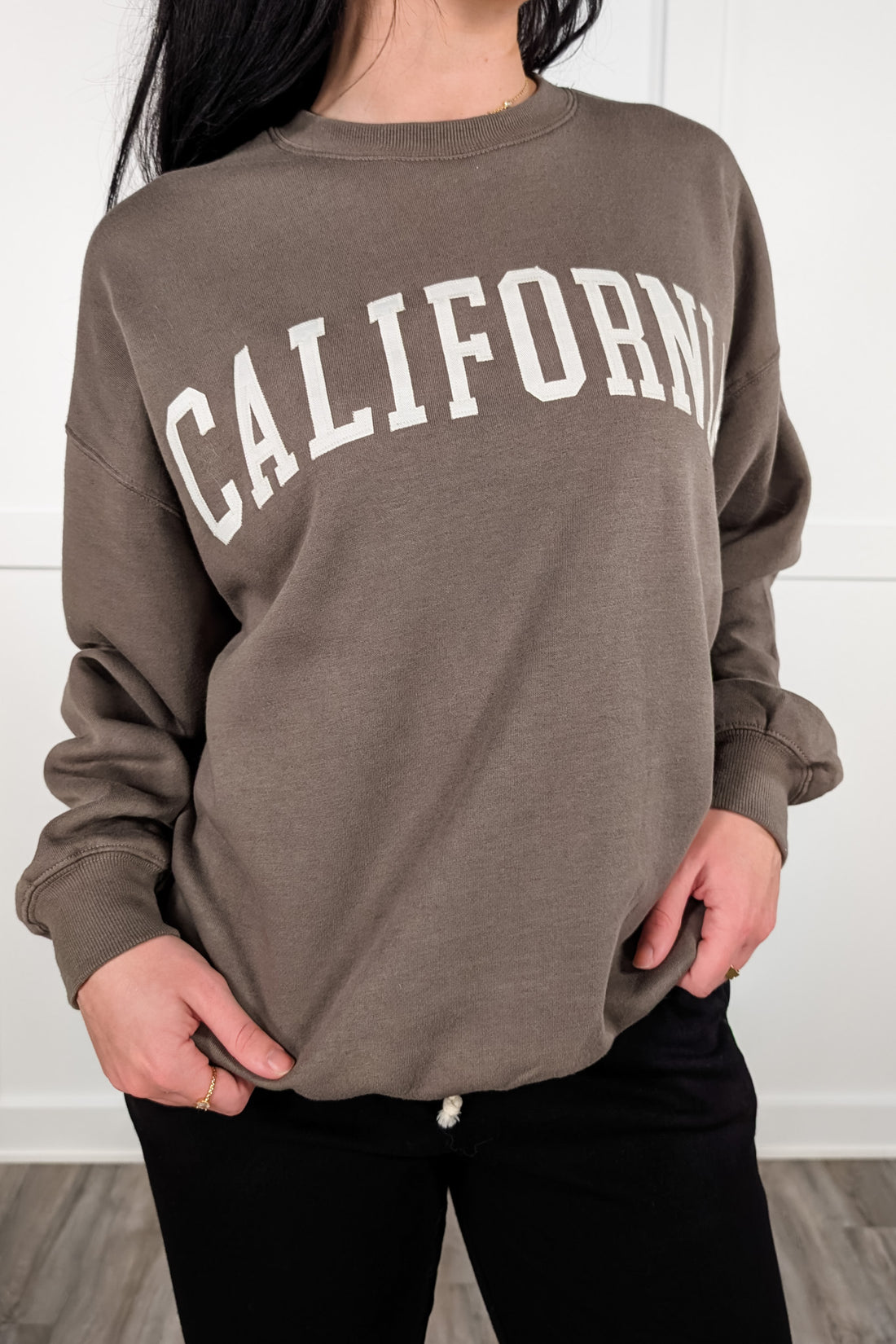 Oversized California Graphic Sweatshirt- Dark Brown