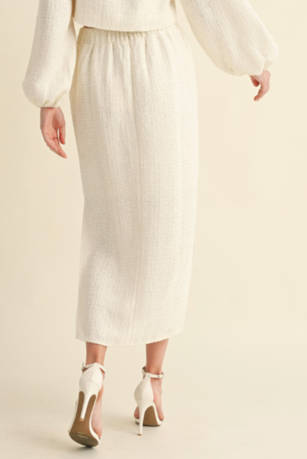 News To You Midi Skirt- Off White