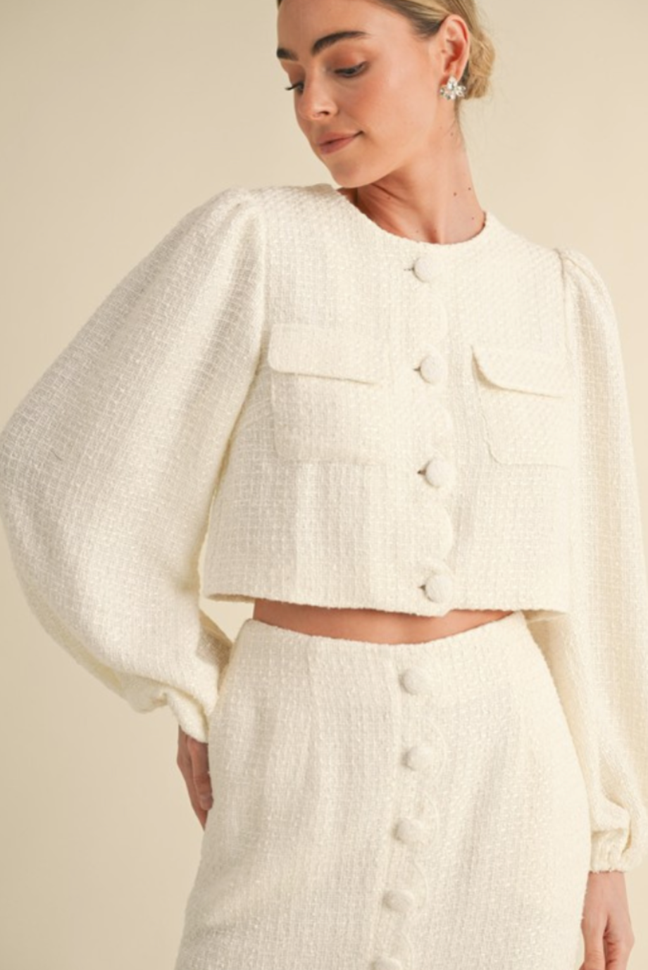 News To You Tweed Jacket- Off White