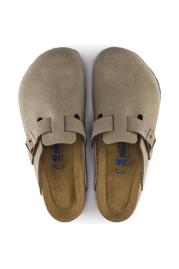 Birkenstock Boston Suede Soft Footbed- Taupe