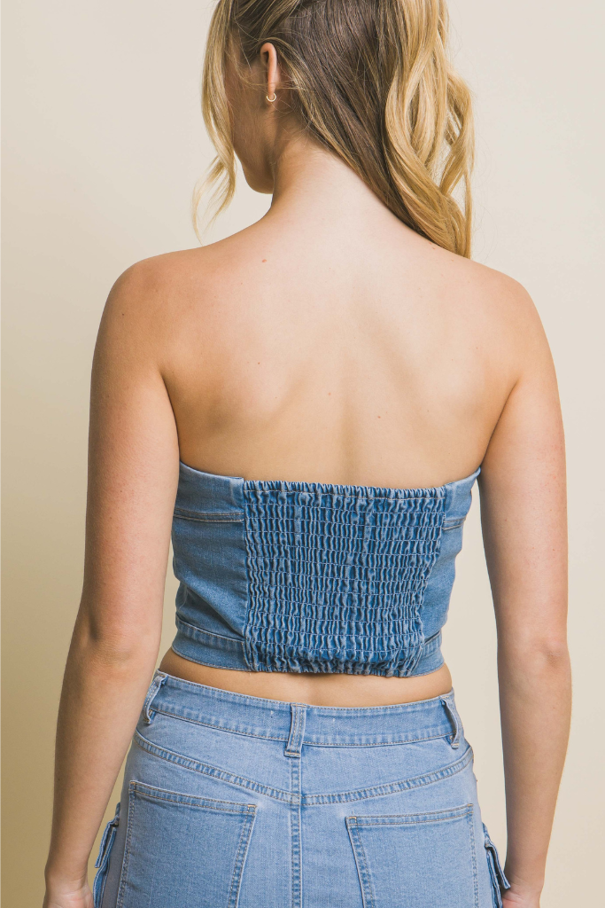 Hartley Strapless Vest - Denim