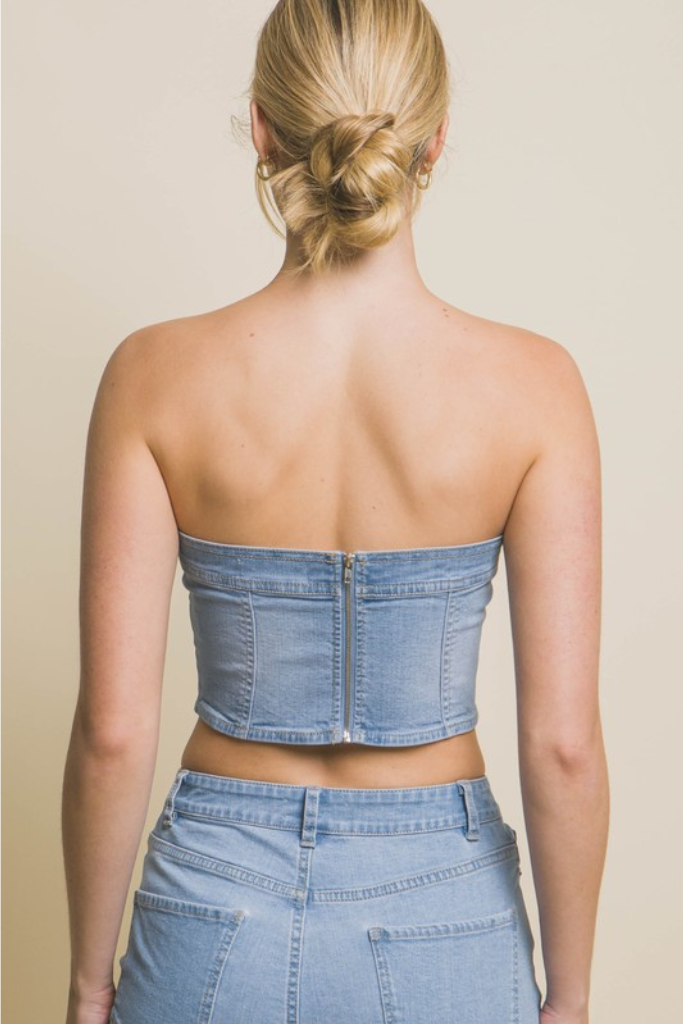 Take A Look Corset Top  - Denim