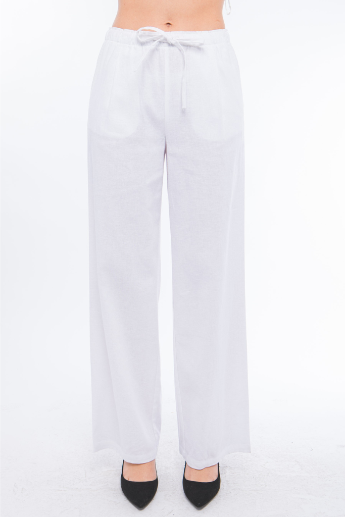 Different News Linen Pants - White