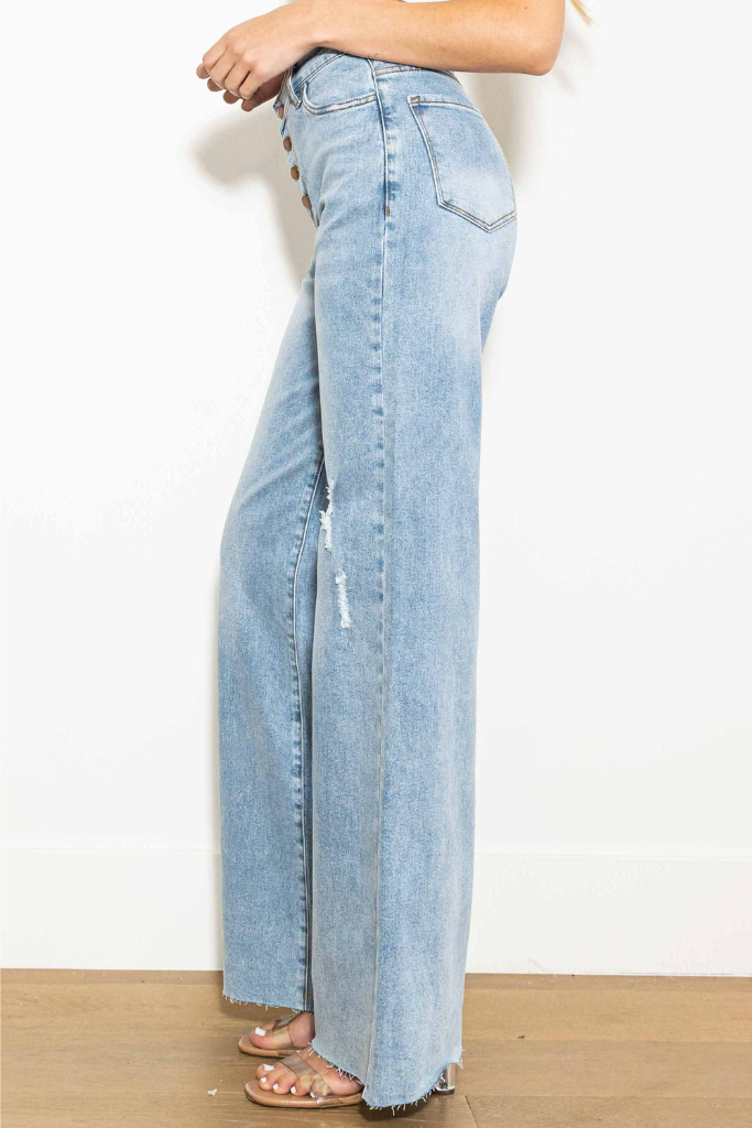 For Good Wide Leg Jeans- Light Wash