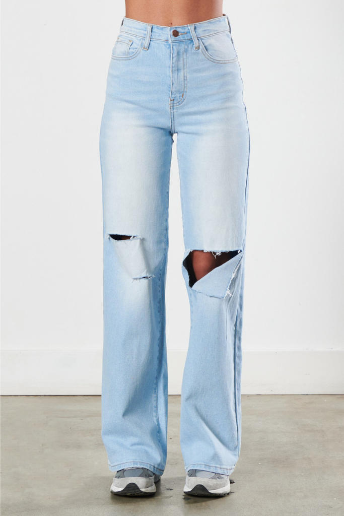 Take You Out Wide Leg Jeans - Light Wash