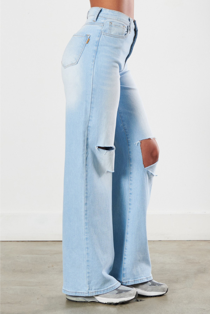 Take You Out Wide Leg Jeans - Light Wash