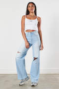 Take You Out Wide Leg Jeans - Light Wash