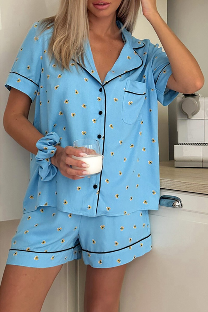 Have It All Daisy Pajama Set - Blue