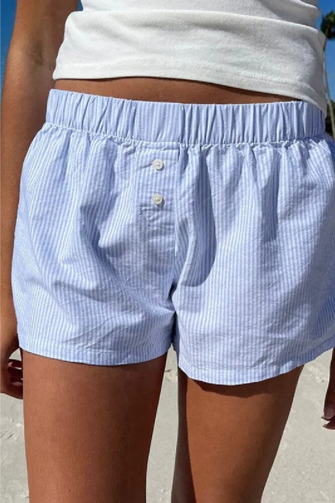 Summer Feels Striped Shorts - Blue