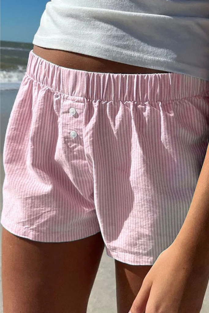 Summer Feels Striped Shorts - Pink