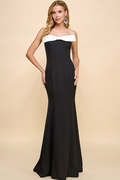 Sweet Fantasy Strapless Maxi Dress- Black/White