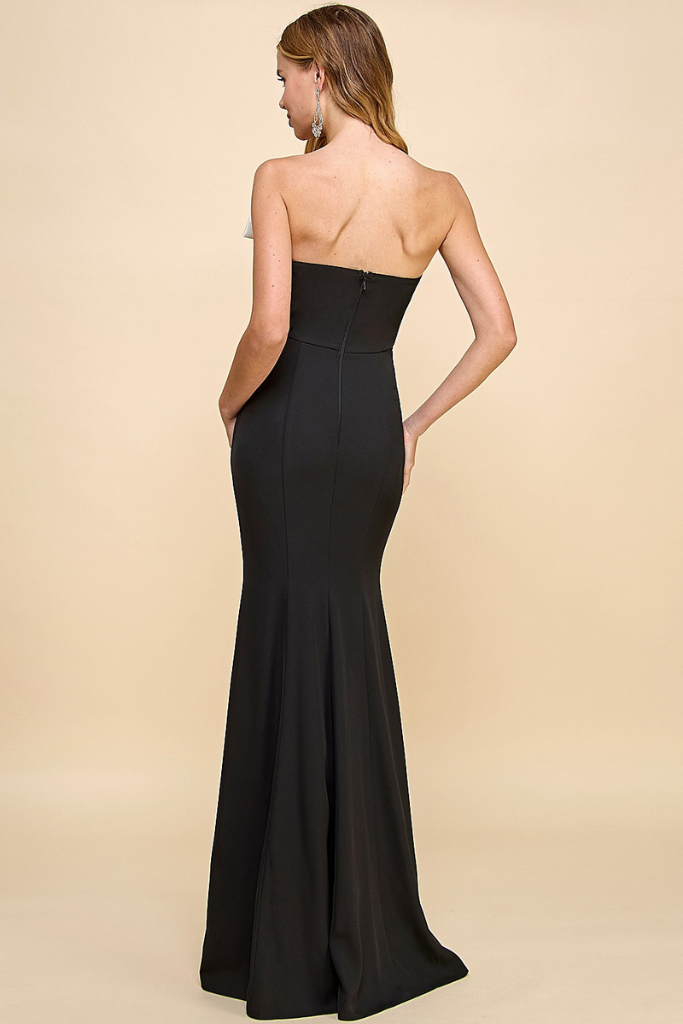 Sweet Fantasy Strapless Maxi Dress- Black/White