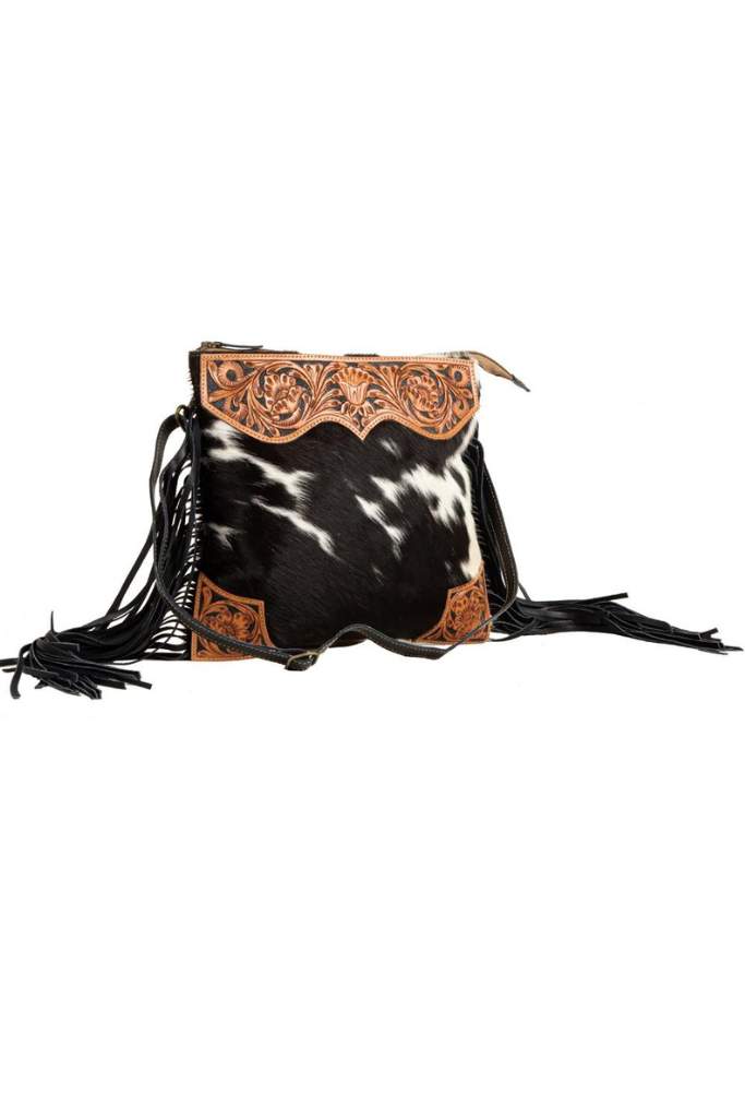 Myra Tumbleweed Trail Fringed Hand Tooled Bag