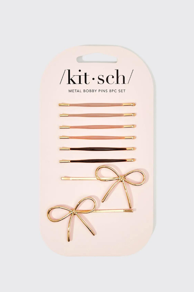 Kitsch Metal Cloud &amp; Bow Bobby Pins - Gold