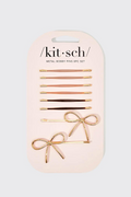 Kitsch Metal Cloud & Bow Bobby Pins - Gold