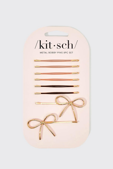 Kitsch Metal Cloud &amp; Bow Bobby Pins - Gold