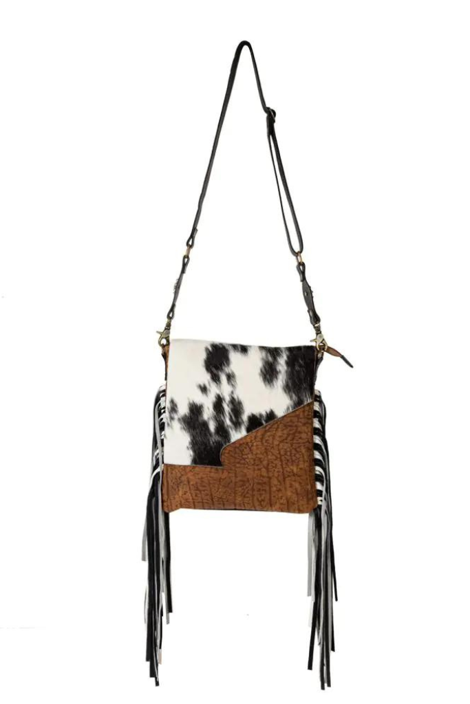 Myra Stratford Trail Fringed Concealed-Carry Bag - Black/White