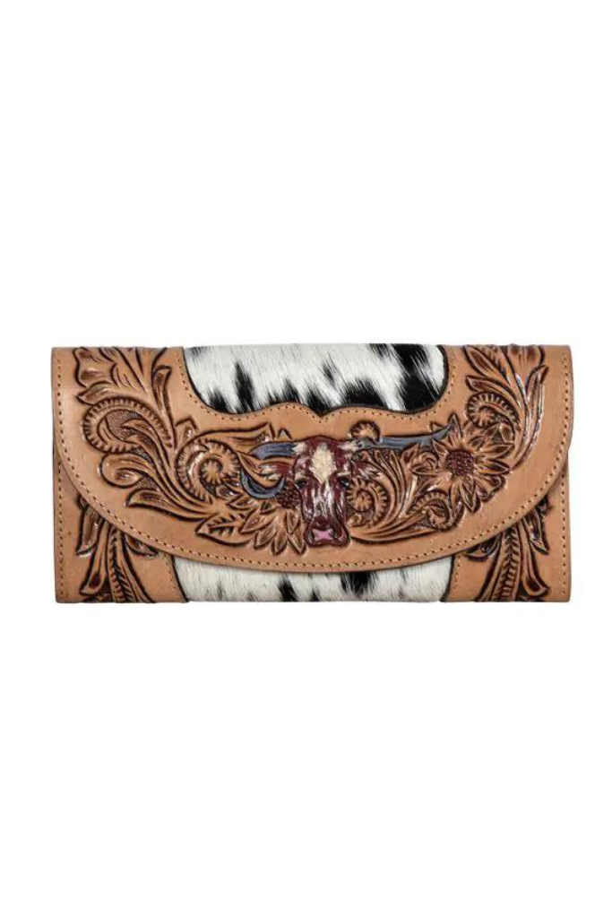 Myra Moonflower Falls Hand-Tooled Clutch Wallet