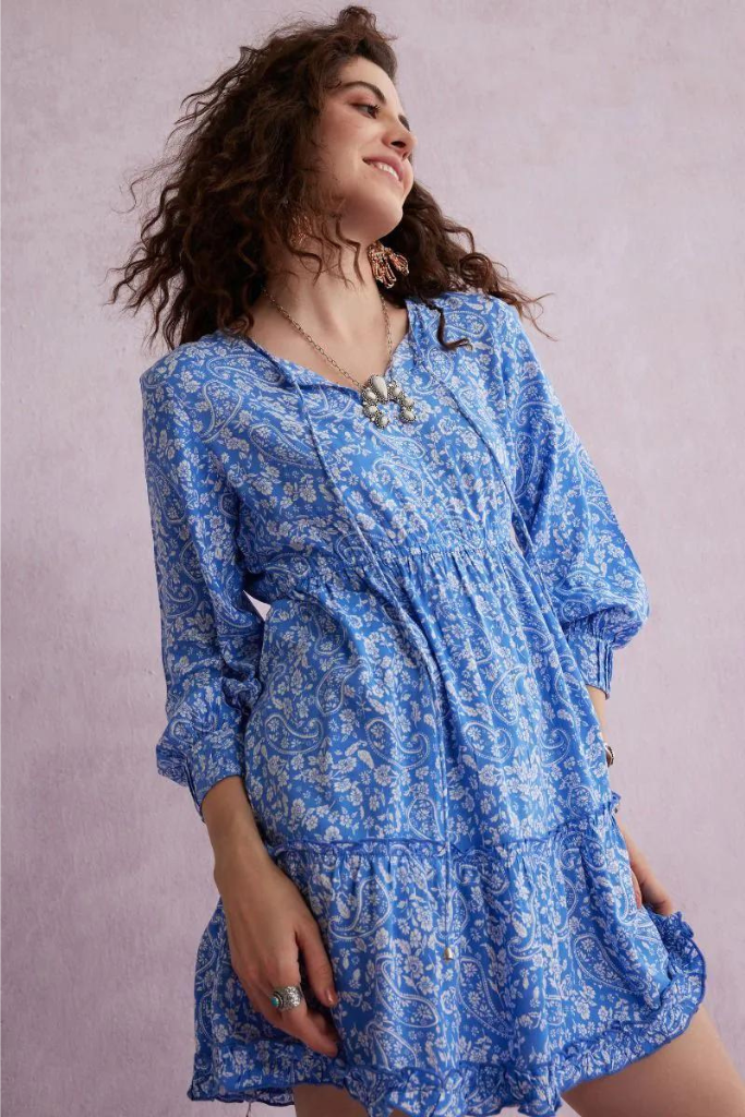 Myra Bohera Cora Ann Babydoll Dress - Blue