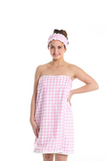 Spa Wrap & Headband Set - Pink Gingham