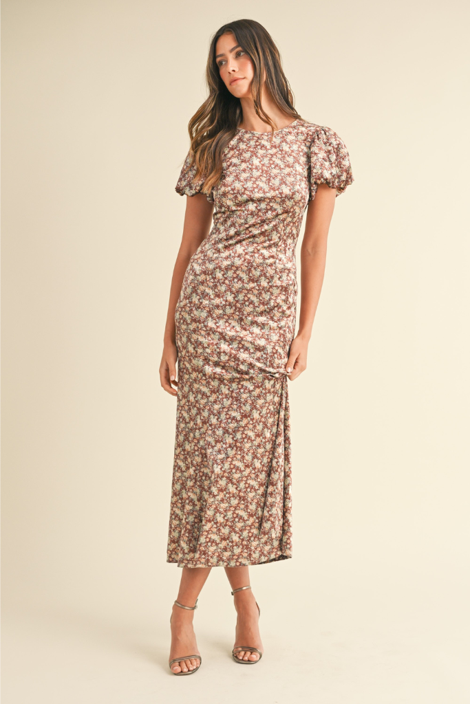 Main Character Floral Maxi Dress - Brown