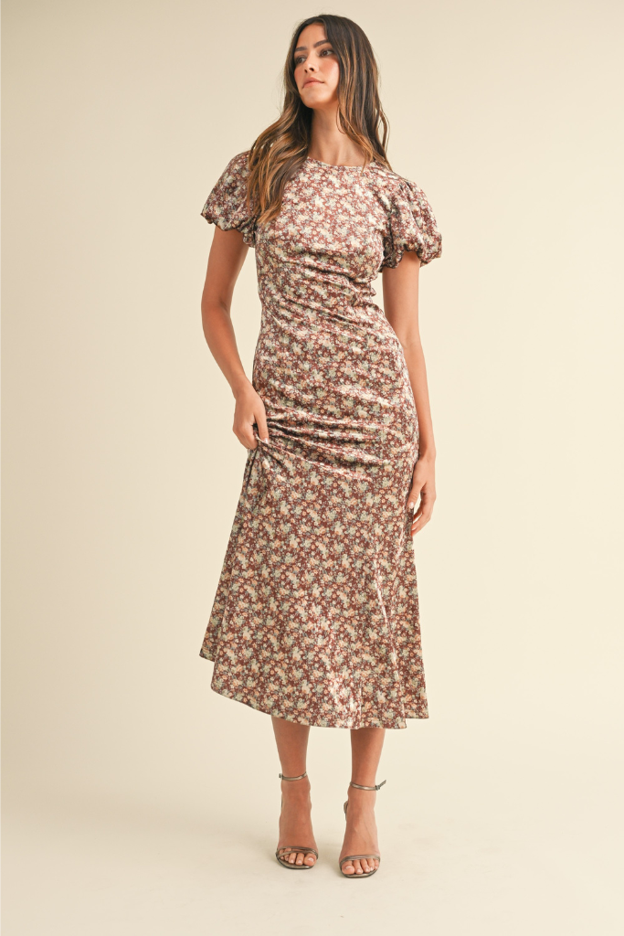 Main Character Floral Maxi Dress - Brown