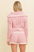 Plotting Revenge Knit Cropped Sweater - Pink