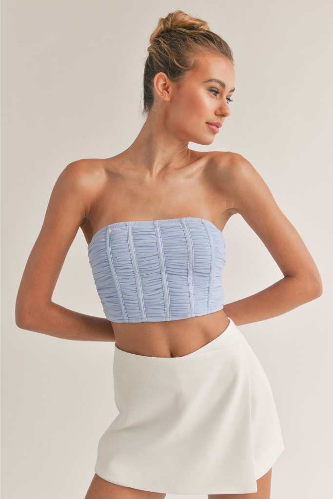 Goes Both Ways Mesh Tube Top - Blue