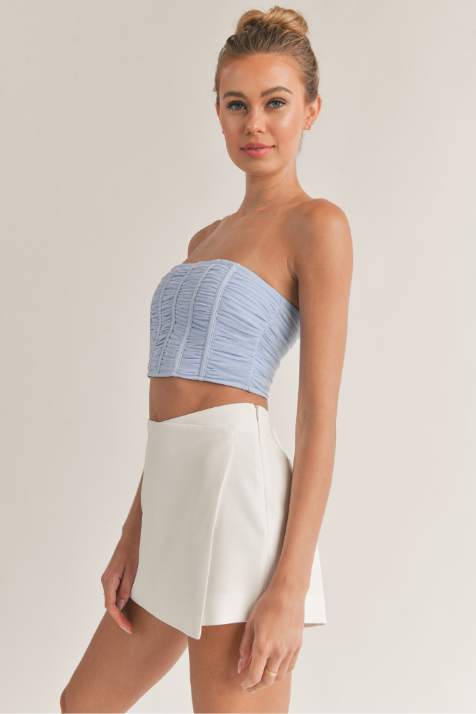 Goes Both Ways Mesh Tube Top - Blue