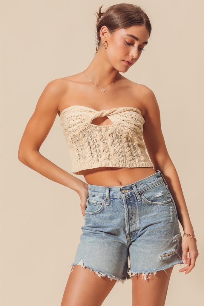 Happy Energy Crochet Tube Top - Cream