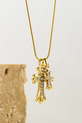 Double Cross Necklace - Gold