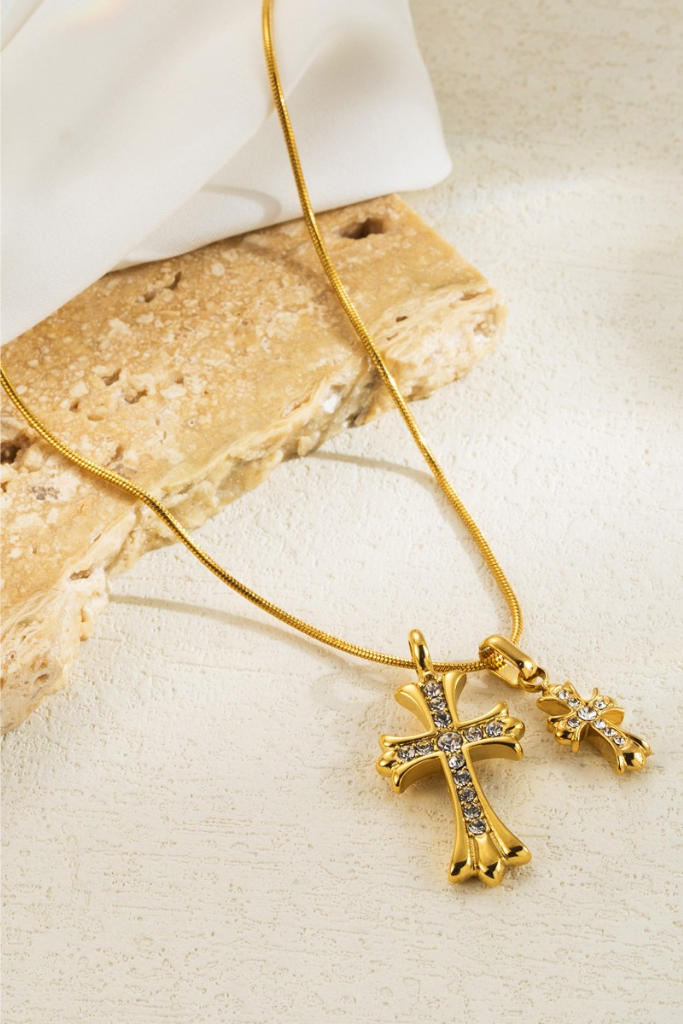 Double Cross Necklace - Gold