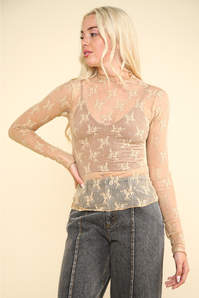 Wild Ways Lace Top - Beige