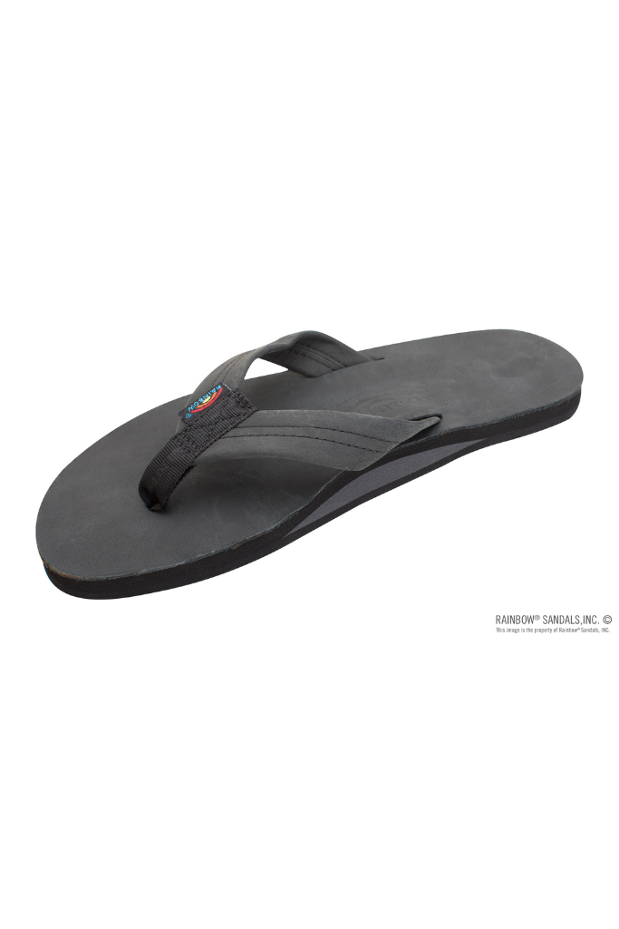 Rainbow Premier Lthr Single Layer Arch Support Sandal- Black