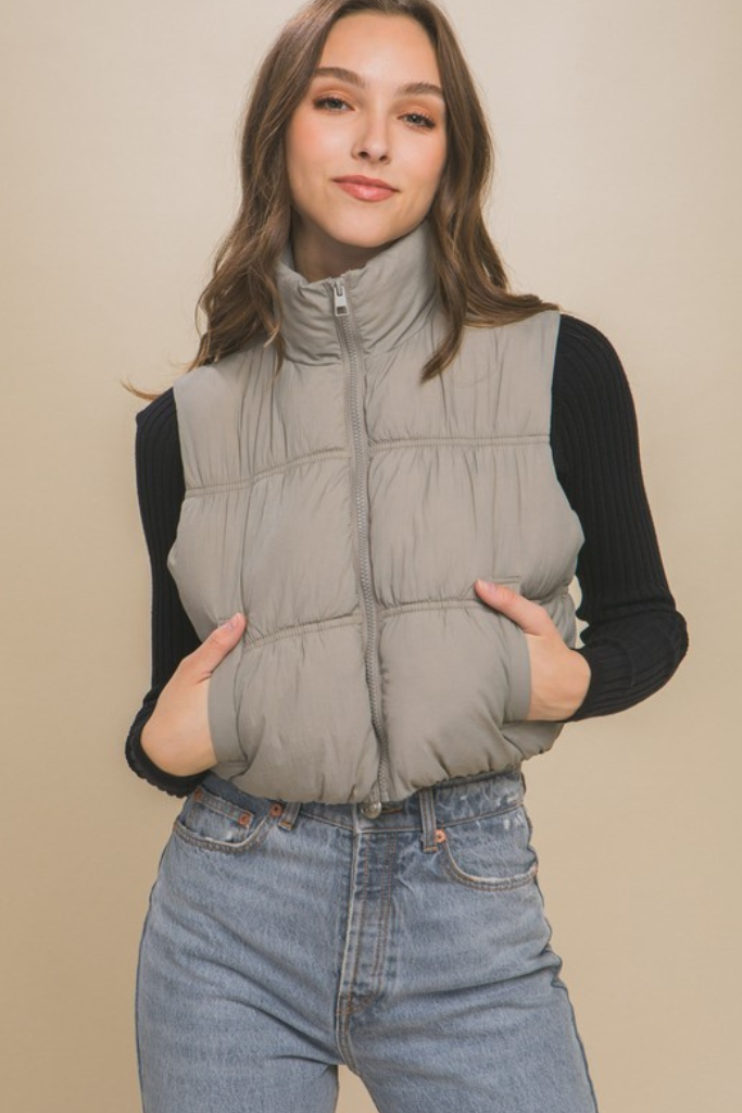 Cabin Bound Puffer Vest - Grey