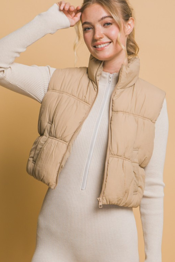 Cabin Bound Puffer Vest - Khaki