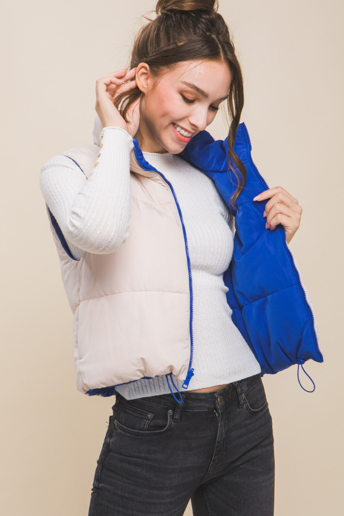 In Your Way Vest- Blue/Cream