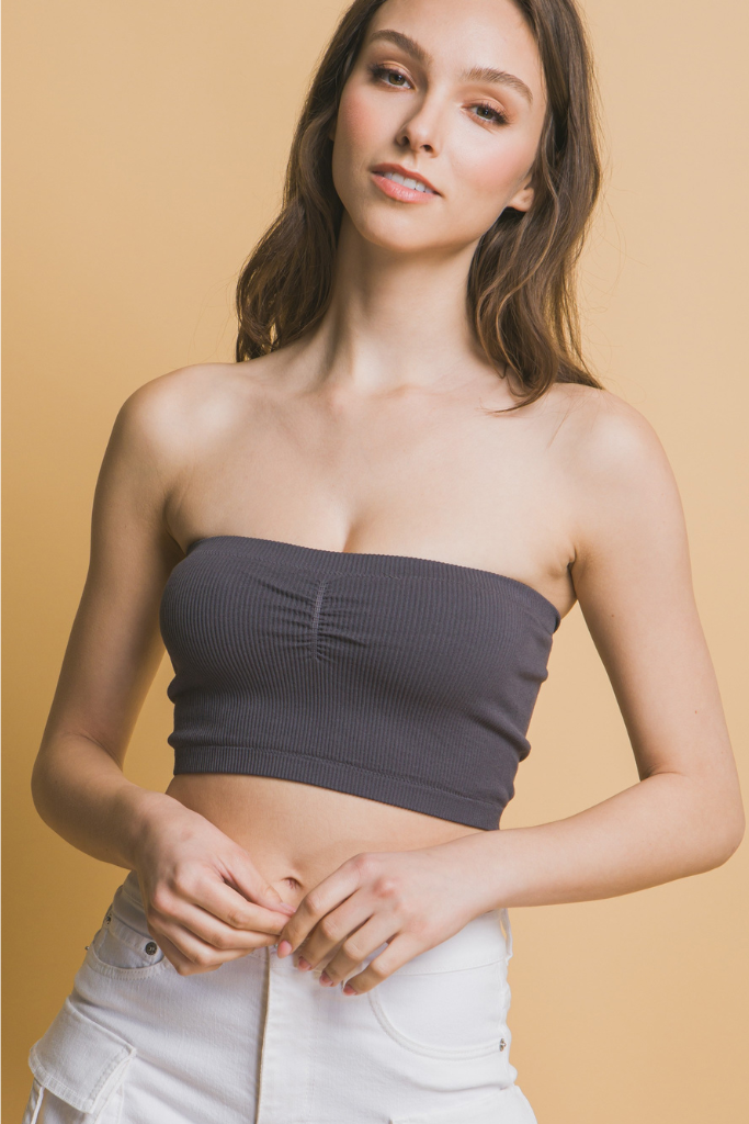 Love Follows Tube Top - Charcoal