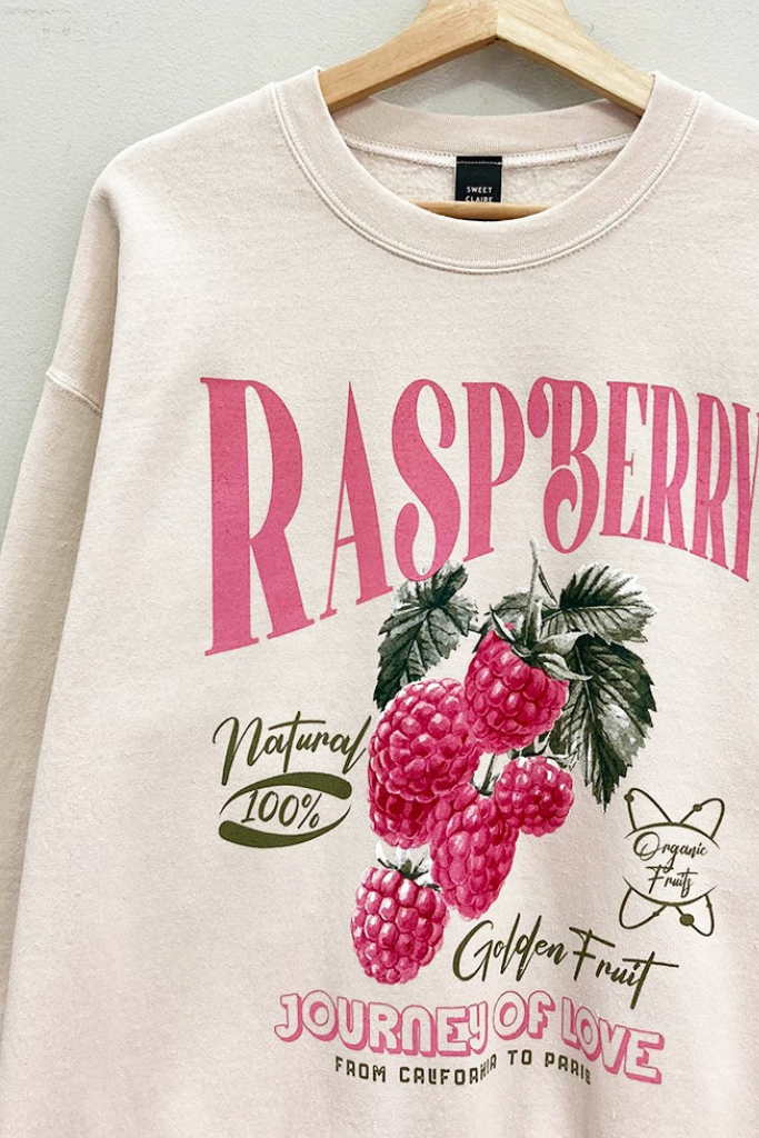 Raspberry Graphic Sweatshirt - Oatmeal