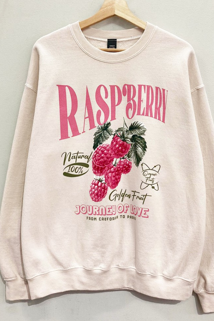 Raspberry Graphic Sweatshirt - Oatmeal