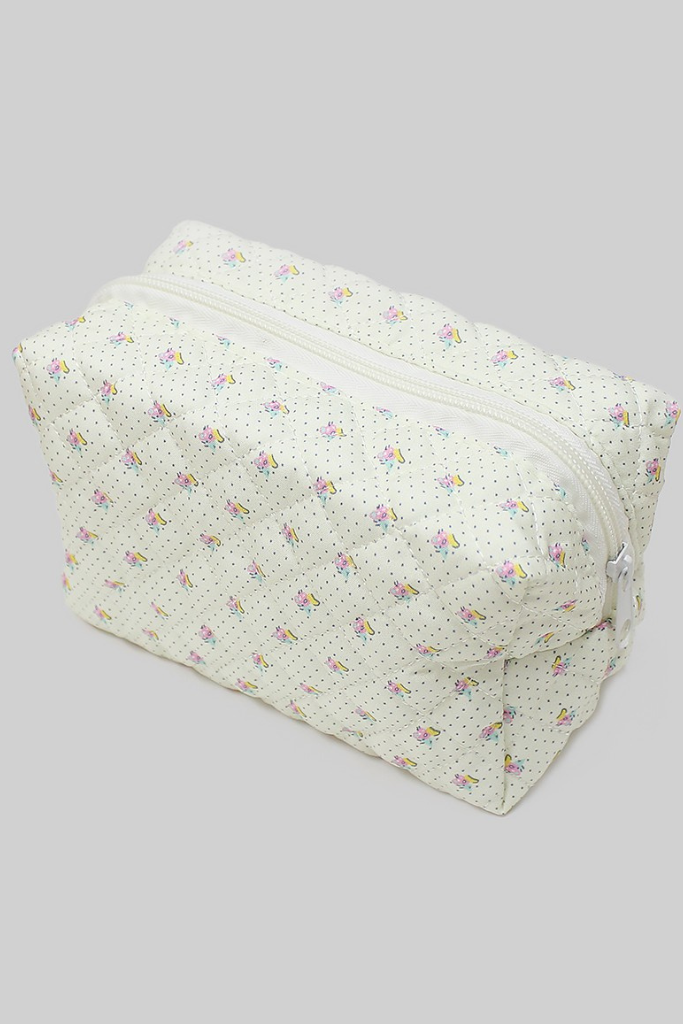 Feel The Love Quilted Floral Makeup Bag