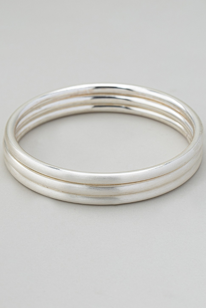 Make Haste Bangle Set - Worn Silver